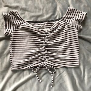 striped off the shoulder top